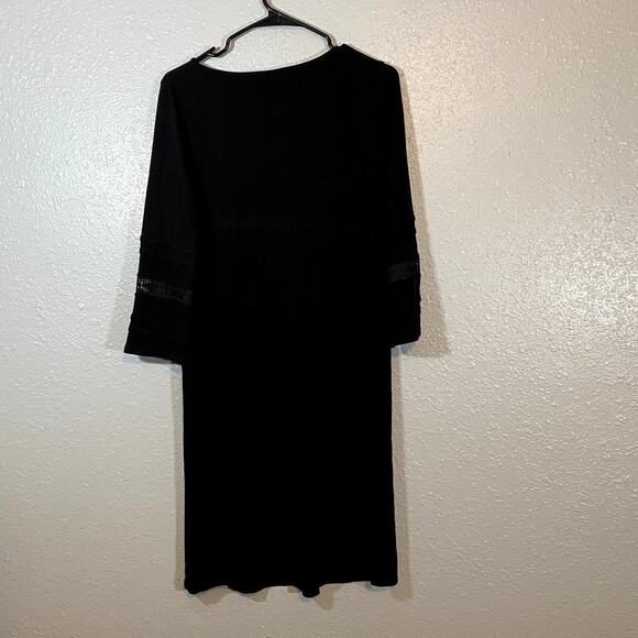 J Jill Small Wearever Collection Black Dress Long Sleeve Lace Midi Business - Picture 2 of 8